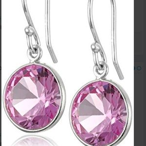 Pink Sapphire Round Circle Earrings